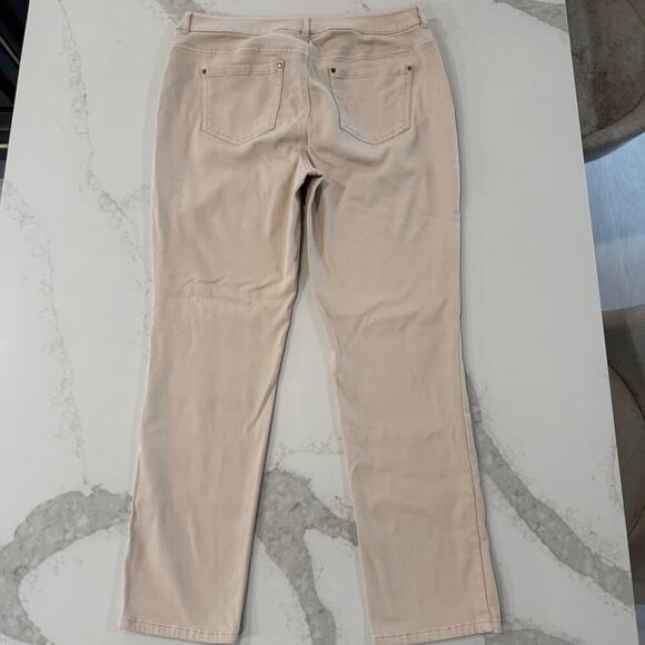 Chico’s Platinum Denim Ankle Jeans Womens Size 28” StraightLeg Blush Pink/Beige - Picture 5 of 7